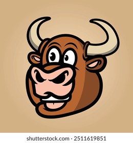 La cabeza del toro está sonriendo. Gráfico de Vector divertido