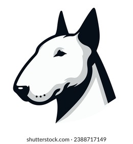 Head of a bull terrier dog. Flat vector illustration.