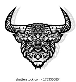 The Head Bull zentangle arts isolated on white background