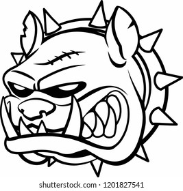 Head of a Bulldog Animal pet in Black and White