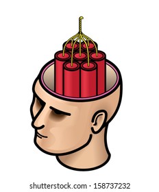 Head with a bundle of dynamite. 