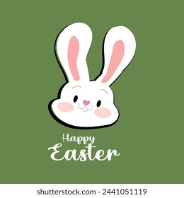 Head bunny happy easter day greeting card background 