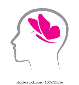 head butterfly. vector logo icon