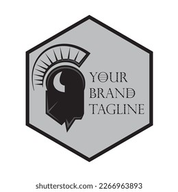Head byson with spartan helmet for logo illustration, brave and strong 