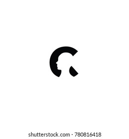 head c font logo flat vector template
