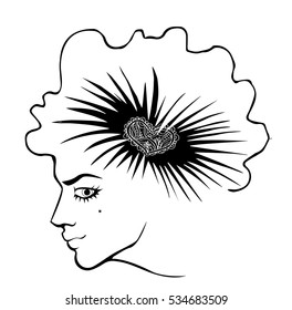 head cabaret woman.the profile of the vintage girl.cabaret dancer stylized.decoration on the head