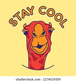 head camel vector illustration saying stay cool