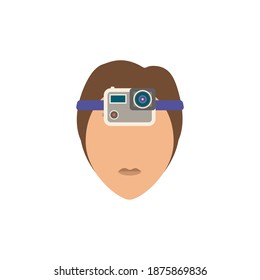 Icono plano de la cámara de cabezal. Elemento sencillo de color de la colección de dispositivos para llevar puesto el uso. Icono de cámara de cabezal creativo para diseño web, plantillas, infografías y más