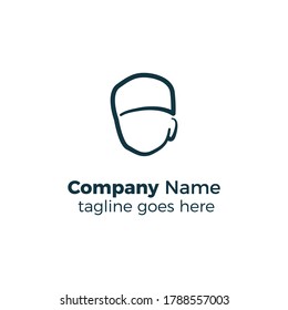 icono de diseño de logotipo de cabeza y tapa ilustración de vector línea simple