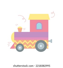 Head car of alphabet train with animals. Vector illustrations of abc for preschool children learning English letters. Cartoon funny pets sitting in vehicles isolated on white. Education, game concept