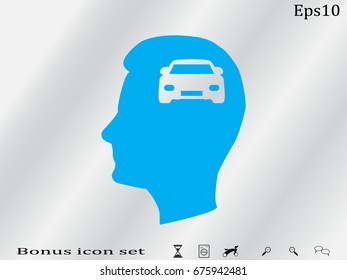 head, car icon, vector illustration eps10