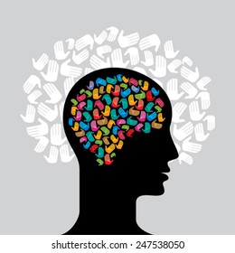 Head with Caring hands, abstract vector illustration