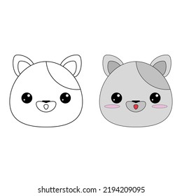 The head of a cartoon animal. Cat's head. Contour drawing. Cute cartoon tiger. Educational coloring book with animals for preschool and kindergarten children.