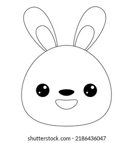 The head of a cartoon animal. rabbit head. Contour drawing. Cute cartoon rabbit. Educational coloring book with animals for preschool and kindergarten children.