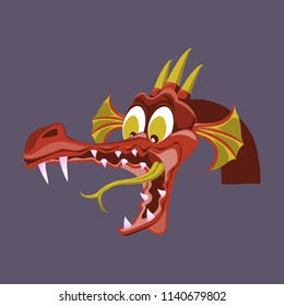 Head of cartoon dragon with open mouse. The head of the fire-breathing dragon