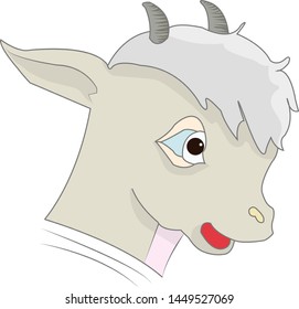 Head of a cartoon gray lamb, on a white background, vector