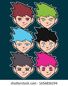 a head cartoon of man with anime style