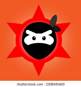 head cartoon ninja logo design vector icon symbol illustration
