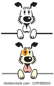 head of cartoon puppy dog . Vector logo icon emblem . Black white and color 