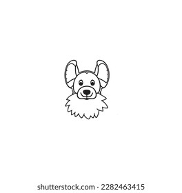 Head of cartoon puppy vector line art for coloring page.