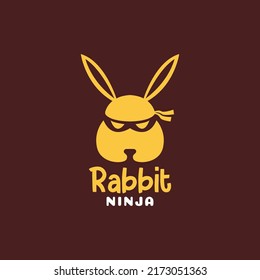 head cartoon rabbit ninja logo design vector graphic symbol icon illustration creative idea