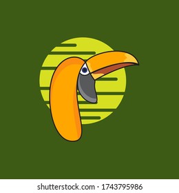 Head cartoon trotucan bird logo