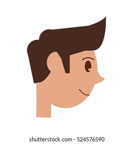 head cartoon young man smiling side
