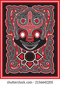 head carving design, the art of carving the Batak tribe, in the form of a card with a modern design, the traditional art of the Batak tribe, one of the tribes on the island of Sumatra