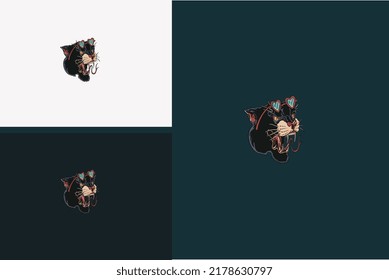 head cat angry vector illustration design