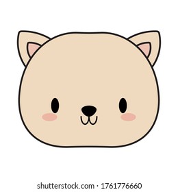 head of cat baby kawaii, line and fill style icon vector illustration design