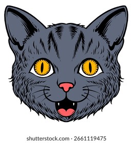 Estilo de dibujo a mano de dibujos animados de gato de cabeza