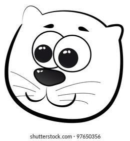 head of cat, cartoon, icon,doodle, coloring book