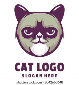 head cat cartoon logo vector