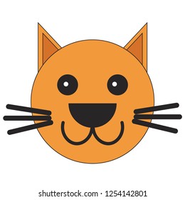 Head of a cat in cartoon style. Vector illustration on white background.