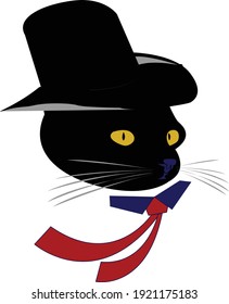 Head cat illustration on white background