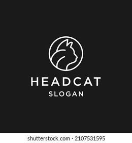 Head Cat logo line art icon in black backround