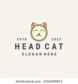 Head cat logo vector hipster vintage icon illustration
