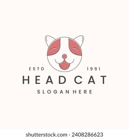 Head cat logo vector icon illustration hipster vintage retro