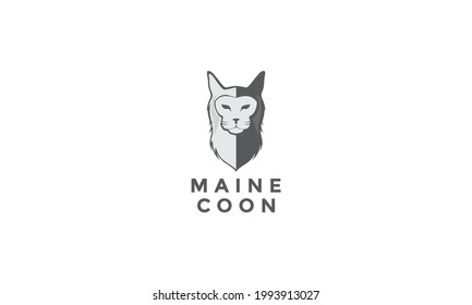 head cat main coon logo vector icon illustration design