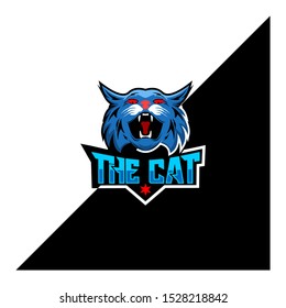 head cat mascot initial logo concept