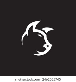diseño abstracto del logotipo del monograma del gato de la cabeza.