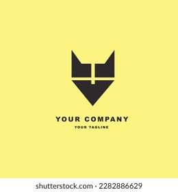Head cat monogram logo vector