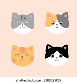 Head Cat Motif Illustration Vector 