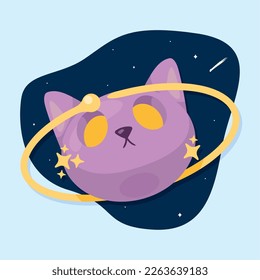 head cat with orbit space icon