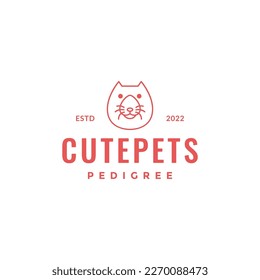 Kopfkatzen Pedigree süße Linie minimales Logo-Design Vektorsymbol