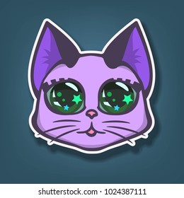 The head of the cat. Sticker, icon or badge