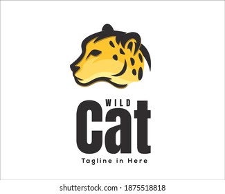 head cat, tiger, lion, jaguar, cheetah, panther drawing art logo design illustration