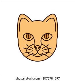 Head cat vector brown color