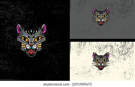 diseño plano de mascota de ilustración vectorial del gato jefe