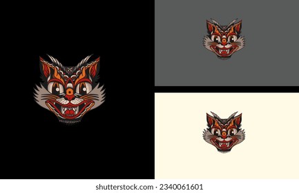 head cat zombie vector mascot design